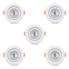 Kit 5 Spot Cob Direcionável Redondo 5w Bivolt Teto - Elgin