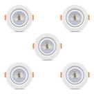 Kit 5 Spot Cob Direcionável Redondo LED 5w Bivolt Teto