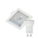 Kit 5 Spot Embutir Quadrado Recuado Mini Dicroica Mr11 Branco + Lâmpada LED 4w 4000k