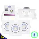 Kit 5 Spot LED 7w 5w 3w Quadrado Redondo Branco Frio Casa Quarto Sala Rebaixamento Teto L&D