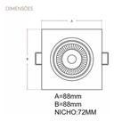 Kit 5 Spot Led Embutir Direcionável 5w Quadrado 6500k Avant
