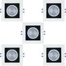 Kit 5 spot led quadrado direcionavel recuado embutir branco e preto 5w branco quente 3000k galaxy