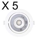 KIT 5 SPOT LED REDONDO DIRECIONAVEL EMBUTIR 12W BRANCO NEUTRO 4000k BIVOLT GALAXY