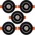 KIT 5 SPOT LED REDONDO DIRECIONAVEL EMBUTIR 5W 6000k ALUMINIO PRETO EMBULED KIT 5 SPOT LED REDONDO DIRECIONAVEL EMBUTIR 5W 6000k ALUMINIO PRETO EMBULED