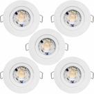 KIT 5 SPOT LED REDONDO DIRECIONAVEL EMBUTIR 5W BRANCO FRIO 6500k BIVOLT - GALAXY