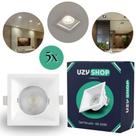 Kit 5 Spot Recuado LED 6W Embutir Redondo Quadrado Branco Frio Quente Com Lâmpada Dicroica Bivolt