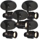 Kit 5 Spots Com Aletados Preto para 1 lâmpada Direcionavel