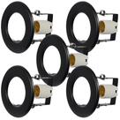 Kit 5 Spots Preto de Embutir para 1 lâmpada Foco Fixo