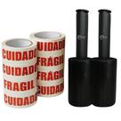 Kit 5 Stretch Preto 2 Fitas Cuidado Frágil 48mm x 100m
