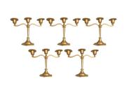 Kit 5 Suporte Para Vela Elegante Castiçal Triplo 18cm Ouro Velho.
