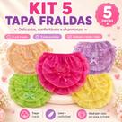 Kit 5 Tapa Fralda Premium Bebê Menina Calcinha Infantil com Babado Laço Renda 0 a 6 Meses Bunda Rica