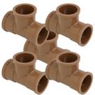 Kit 5 tee soldavel pvc marrom krona 20mm