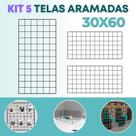 Kit 5 Telas Aramada 30x60cm Exposição de Produtos Organização Loja Quarto Escritório
