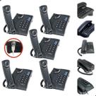 Kit 5 Telefones com Fio e Chave Escritório Consultório Empresa Motel Instalação Mesa Parede