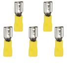 Kit 5 Terminal Fêmea Eletrico Pré-isolado Fios 4mm A 6mm Amarelo Condutor Eletrico Plastico Metal