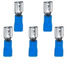 Kit 5 Terminal Fêmea Eletrico Pré-isolado Para Fios 1,5mm A 2,5mm Azul Condutor Cabo Plastico Aço