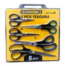 Kit 5 Tesoura Lamina De Aço Inoxidável Resistente Universal