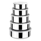 Kit 5 Tigelas Bowl Pote Inox Com Tampa Hermético Redondo Kit 5 Tigelas Bowl Pote Inox Com Tampa Hermético Redondo
