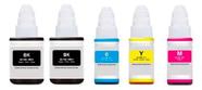 Kit 5 Tintas compatível para impressoras Canon G3110 G4100 G3100 G190 Bk Y M C