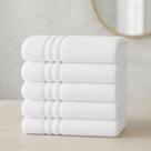 Kit 5 Toalhas Banho Branca Hotel 70x140cm Fio Reforçado Branco Listras