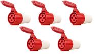 Kit 5 Tomada Acoplamento 3p+t 16a Vermelho 6h 380/415v OMG 4056