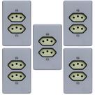 Kit 5 Tomada Dupla 250V Com Placa 10A Pial Legrand 54345