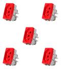 kit 5 Tomada Padrao Brasileiro 2p+t 20a-250v Vermelho Sleek