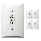 Kit 5 Tomada Simples 2p+t 10A Com Placa Espelho Branco Bivolt Com Inmetro 127V e 250V