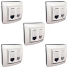 Kit 5 Tomada Sobrepor Rj45 + Rj11 Cat6 Branca Pial 675049 Kit 5 Tomada Sobrepor Rj45 + Rj11 Cat6 Branca Pial 675049