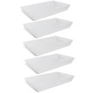 Kit 5 Travessas Melamina Brancas 53x32cm Restaurante Buffet Servir Salada Massa Carne