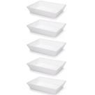 Kit 5 Travessas Retangulares 2,2L Brancas Salada Sobremesa Petisco Cozinha Restaurantes Coza