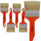 Kit 5 Trinchas Pinceis Tigre Porta Móveis Madeira Verniz Cabo Plástico Cerdas Animais Brancas Natural Pelos Média 7,62cm 3" Polegadas 696