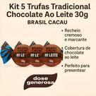 Kit 5 Trufas Chocolate Ao Leite Tradicional Brasil Cacau 30g