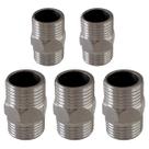 Kit 5 un. Niples Cromado Aço Inox 1/2x1/2 pol. Conexão Mangueiras Rosca Externa