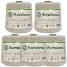 Kit 5 Unidades Barbante Cru 1kg Fio n8 de 85% Algodão Euroroma para Tapetes, Caminhos e centros de mesa, Porta sacos e papel higiênico e Almofadas