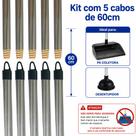 Kit 5 Unidades CABO de Rosca Madeira 60cm Encaixe Universal com Alça Plastificado / Encapado Para Pá / Desentupidor