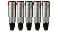 Kit 5 Unidades Jack Plug J10 P10 Estereo Mono em Metal Profissional J01N-1 MXT 64.1.545