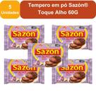 Kit 5 Unidades Tempero em Pó Sazón Toque Alho 60g Realce Sabor Rápido e Prático