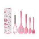 Kit 5 Utensílios de Cozinha Silicone Batedor Inox Espátula Pincel Multiuso 035