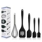 Kit 5 Utensílios De Silicone Cozinha Colher Espátulas Escova Resistente ao Calor