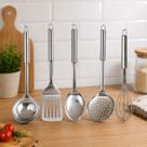Kit 5 Utensílios Inox Cozinha Concha Colher Espumadeira Kit 5 Utensílios Inox Cozinha Concha Colher Espumadeira