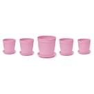 Kit 5 Vasos + 5 Pratos Jardim 1,7 Litros Rosa Nutriplan Kit 5 Vasos + 5 Pratos Jardim 1,7 Litros Rosa Nutriplan