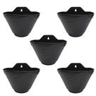Kit 5 Vasos de Parede 20 x 13 cm Preto