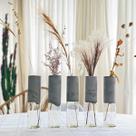 kit 5 vasos de vidro concreto cilíndrico para flores plantas