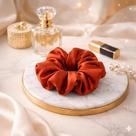 Kit 5 Xuxinha de Cetim com Costura Embutida Scrunchie Elástico de Cabelo