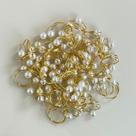 Kit 50 Anéis para Guardanapos Metal e Acrílico Pérola Dourado Clara Luz Decora