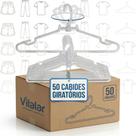 Kit 50 Cabides Acrílico Transparente Reforçado 10mm Giratório 44cm para Closet Premium