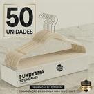 KIT 50 CABIDES DE VELUDO BEGE ANTIDESLIZANTE PREMIUM FUKUYAMA Com Gancho Giratório 360 KIT 50 CABIDES DE VELUDO BEGE ANTIDESLIZANTE PREMIUM FUKUYAMA Com Gancho Giratório 360