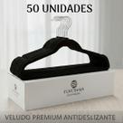 KIT 50 CABIDES DE VELUDO PRETO ANTIDESLIZANTE PREMIUM FUKUYAMA Com Gancho Giratório 360