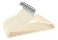 Kit 50 Cabides de Veludo Ultra Fino Antideslizante Bege e Preto Adulto